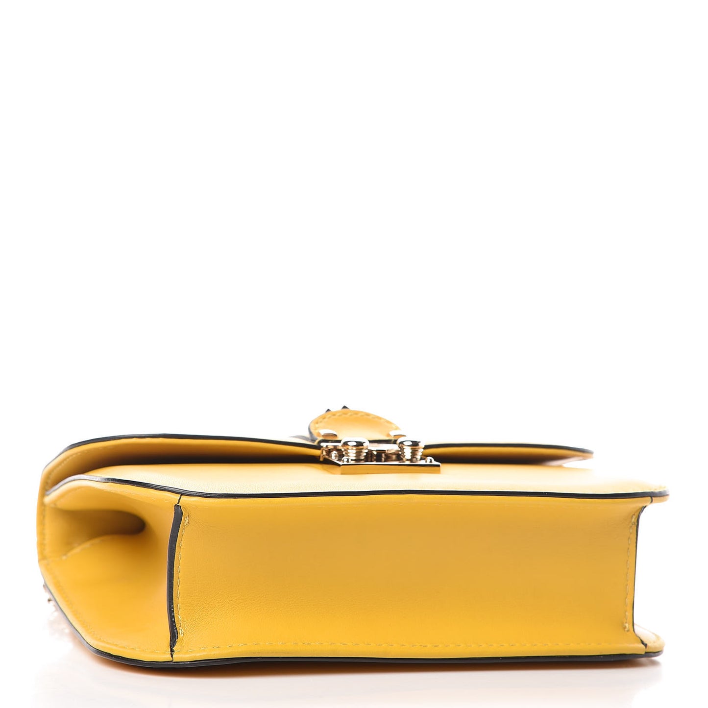 Vitello Small Glam Lock Rockstud Flap Naples Yellow