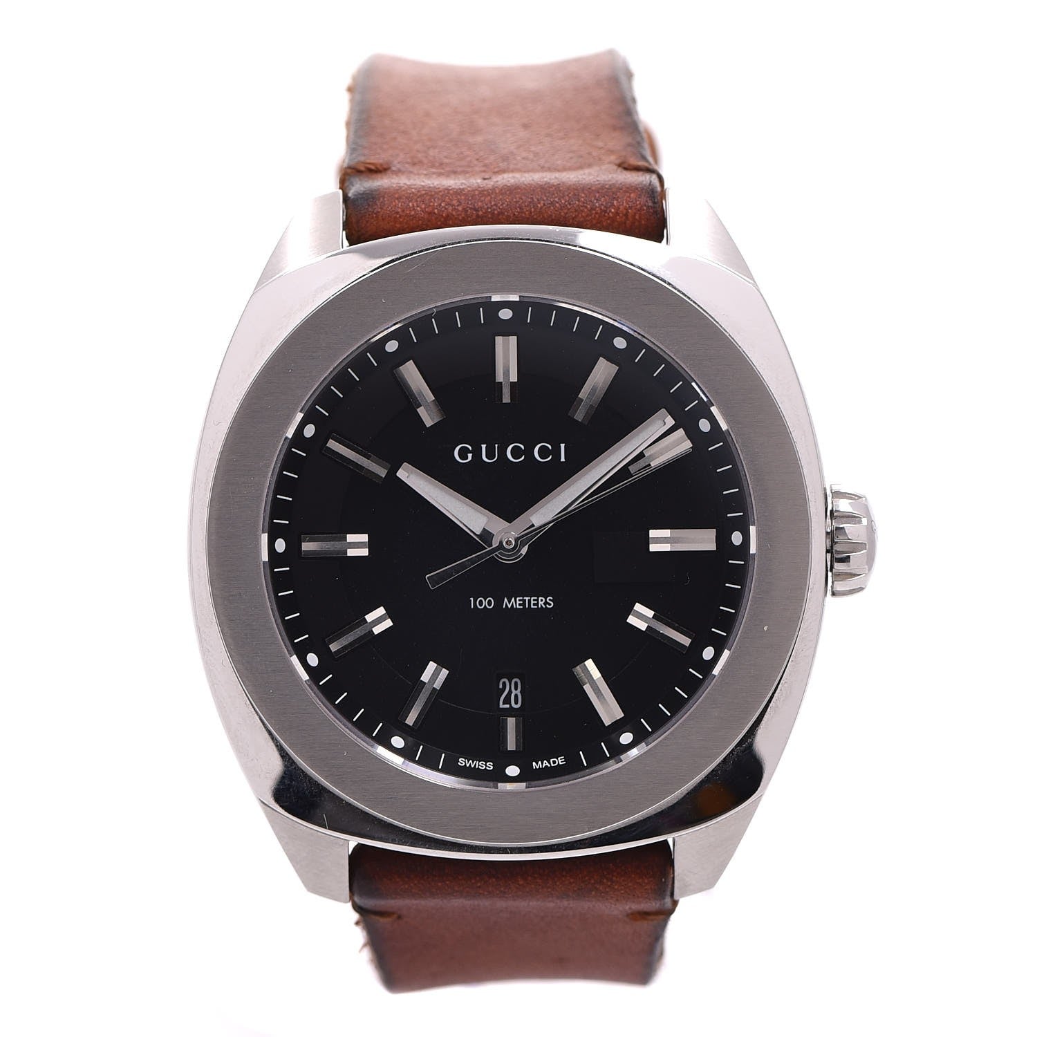 Gucci Stainless Steel Calfskin 44mm GG2570 Toscano Quartz Watch Black 1 of 9