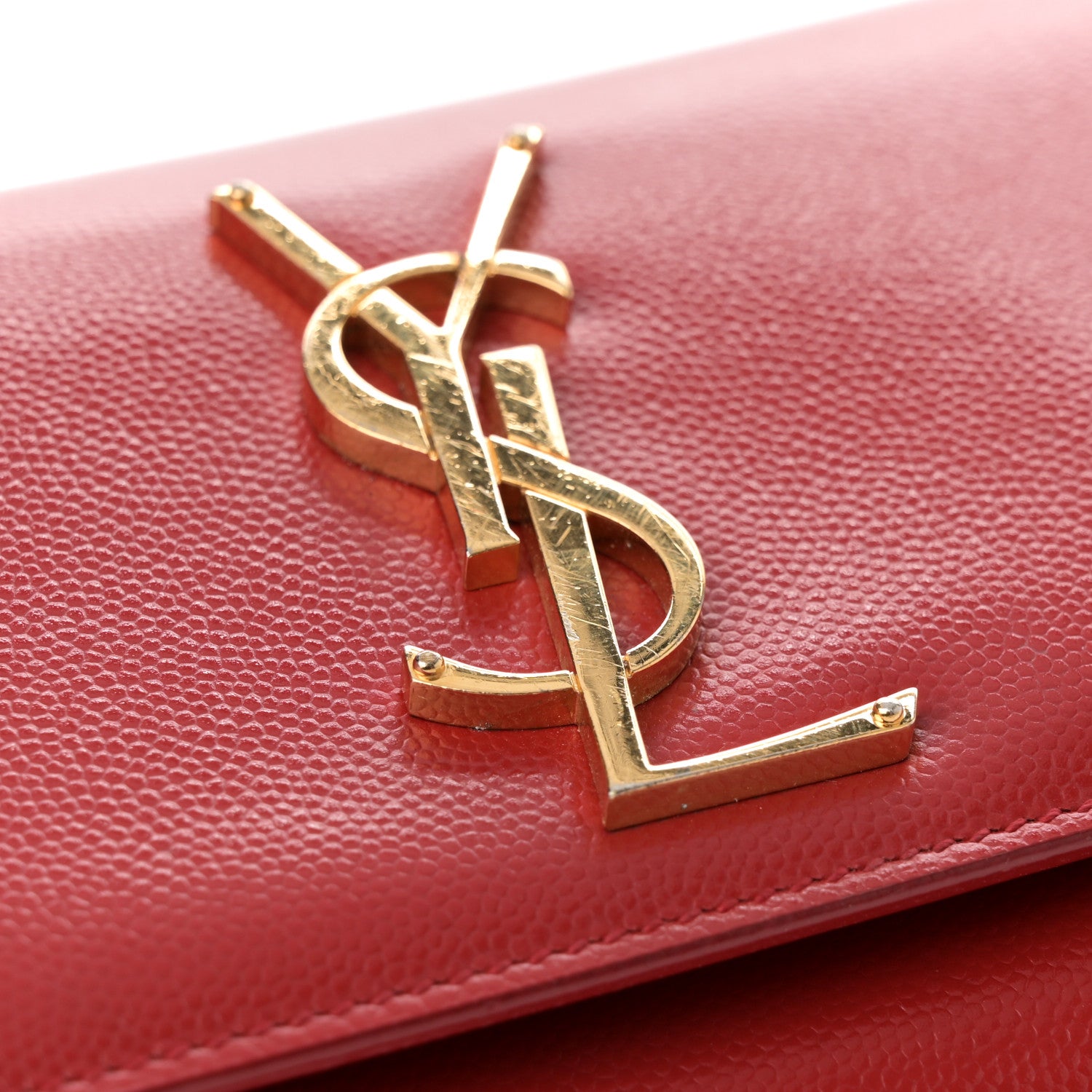 Saint Laurent Grain De Poudre Small Monogram Kate Satchel Red 13 of 15