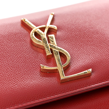 Saint Laurent Grain De Poudre Small Monogram Kate Satchel Red 13 of 15