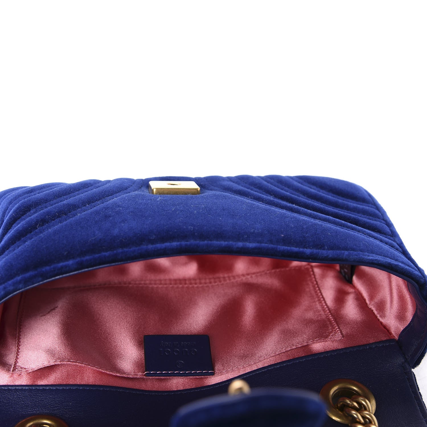 Gucci Velvet Matelasse Mini GG Marmont Shoulder Bag Cobalt Blue 5 of 10