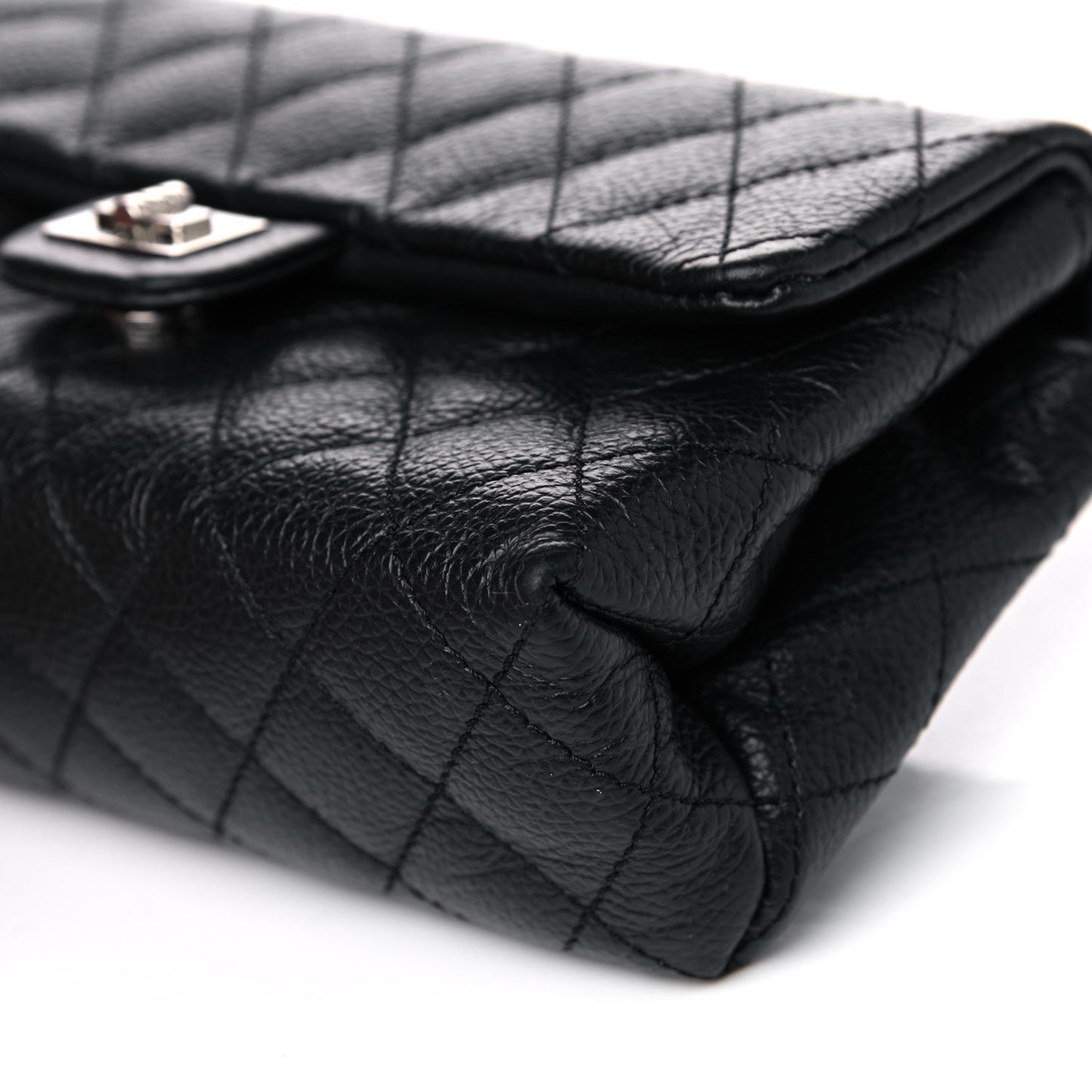 Grained Calfskin Quilted 2.55 Reissue Flap Belt Bag Clutch Black