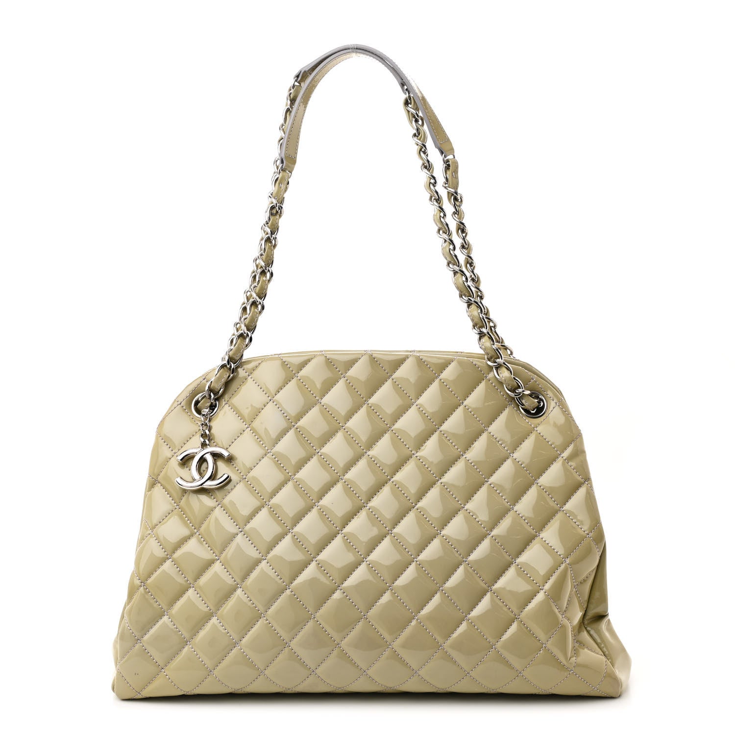 Chanel Patent Quilted Large Just Mademoiselle Bowling Bag Light Green 1 of 13