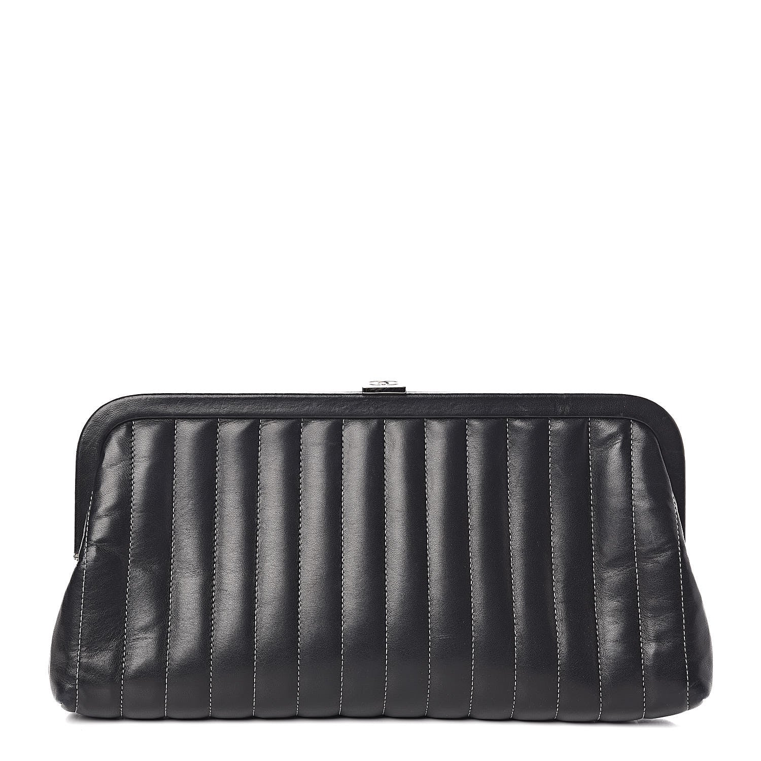Chanel Lambskin Vertical Quilted Mademoiselle Clutch Black 1 of 7