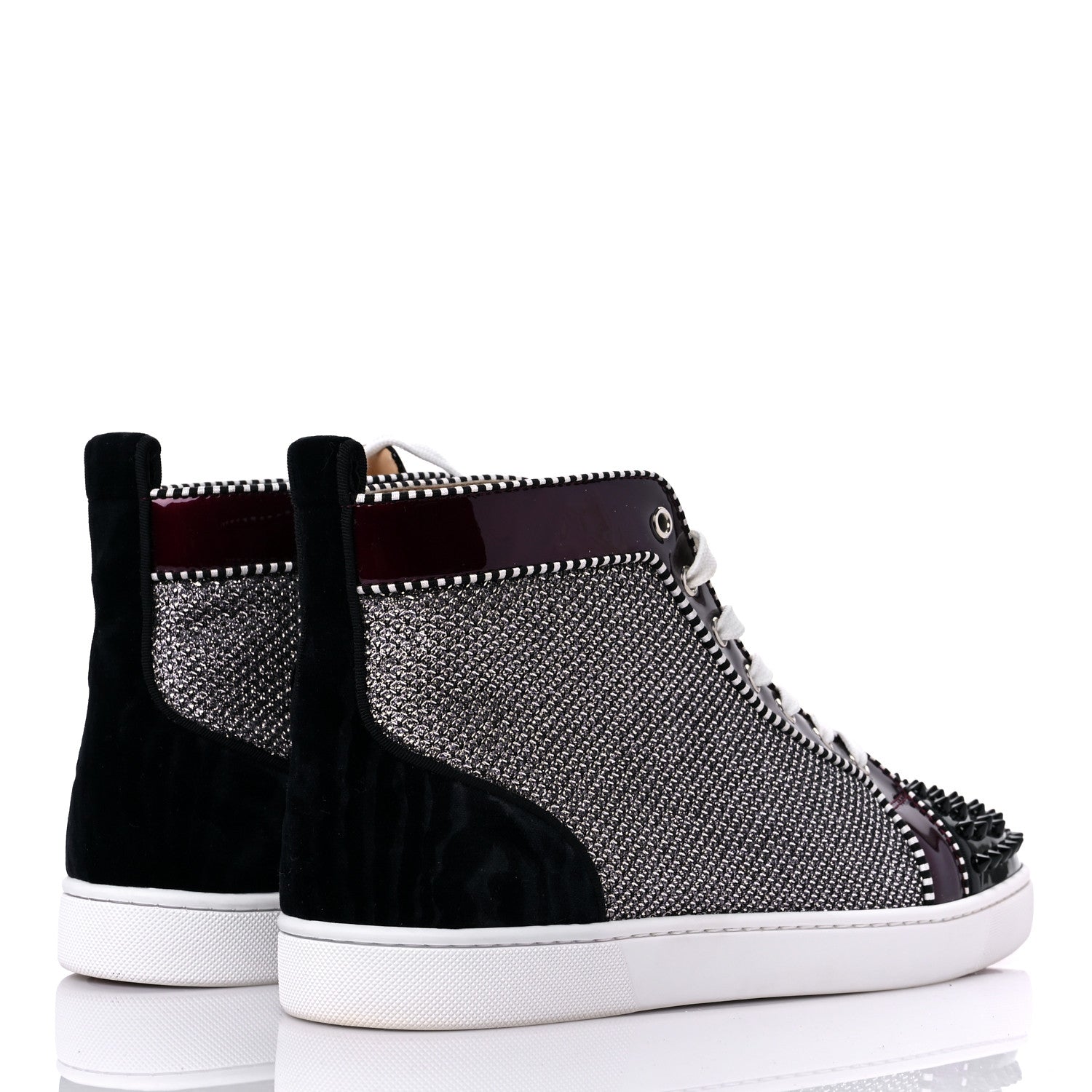 Christian Louboutin Lame Lou Spikes Flat Sneakers 45 Antic Silver 4 of 12