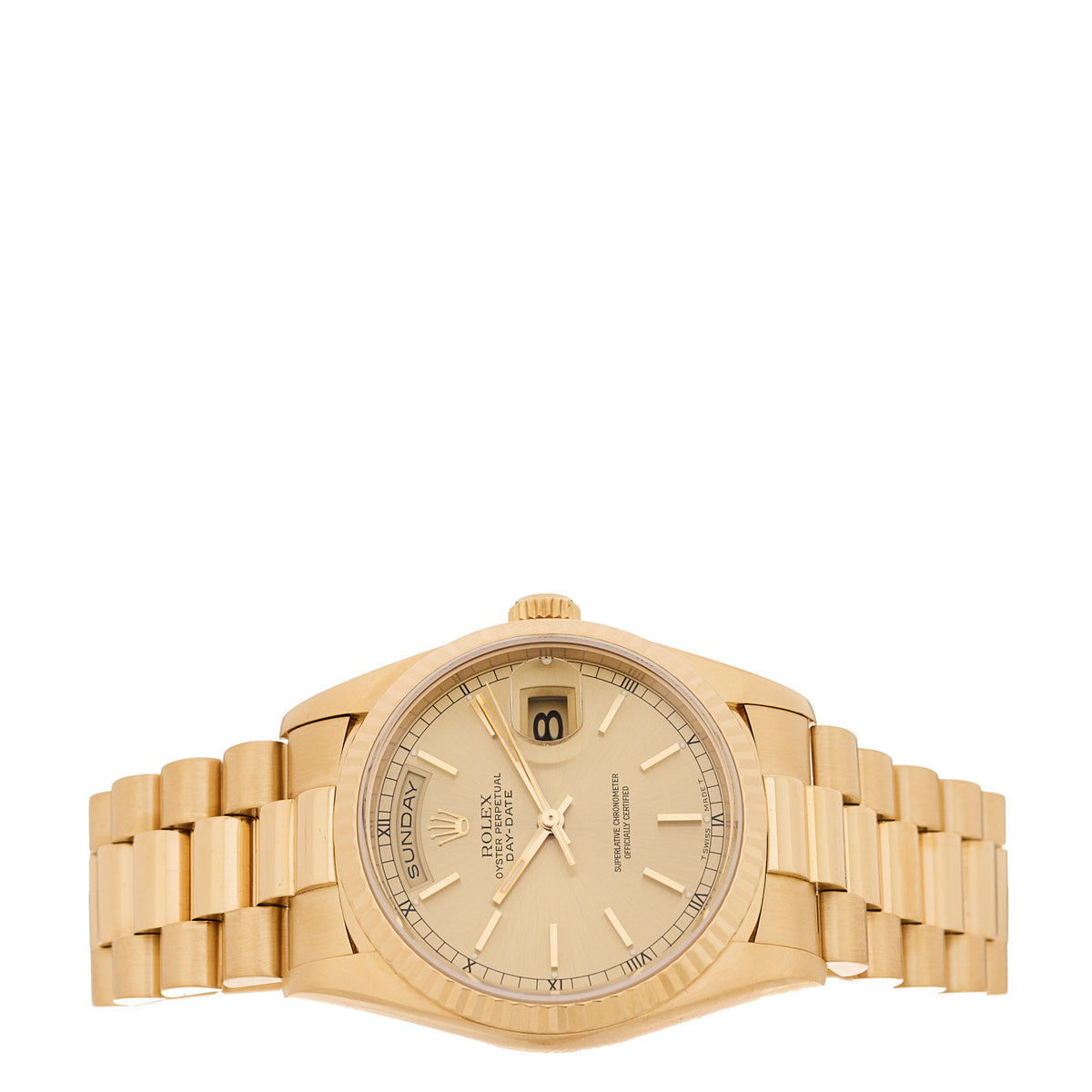 Rolex 18K Yellow Gold 36mm Oyster Perpetual Day-Date President Watch Champagne 18238 4 of 4