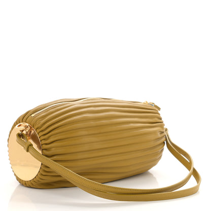 Loewe Lambskin Pleated Bracelet Pouch Shoulder Bag Ochre 2 of 10