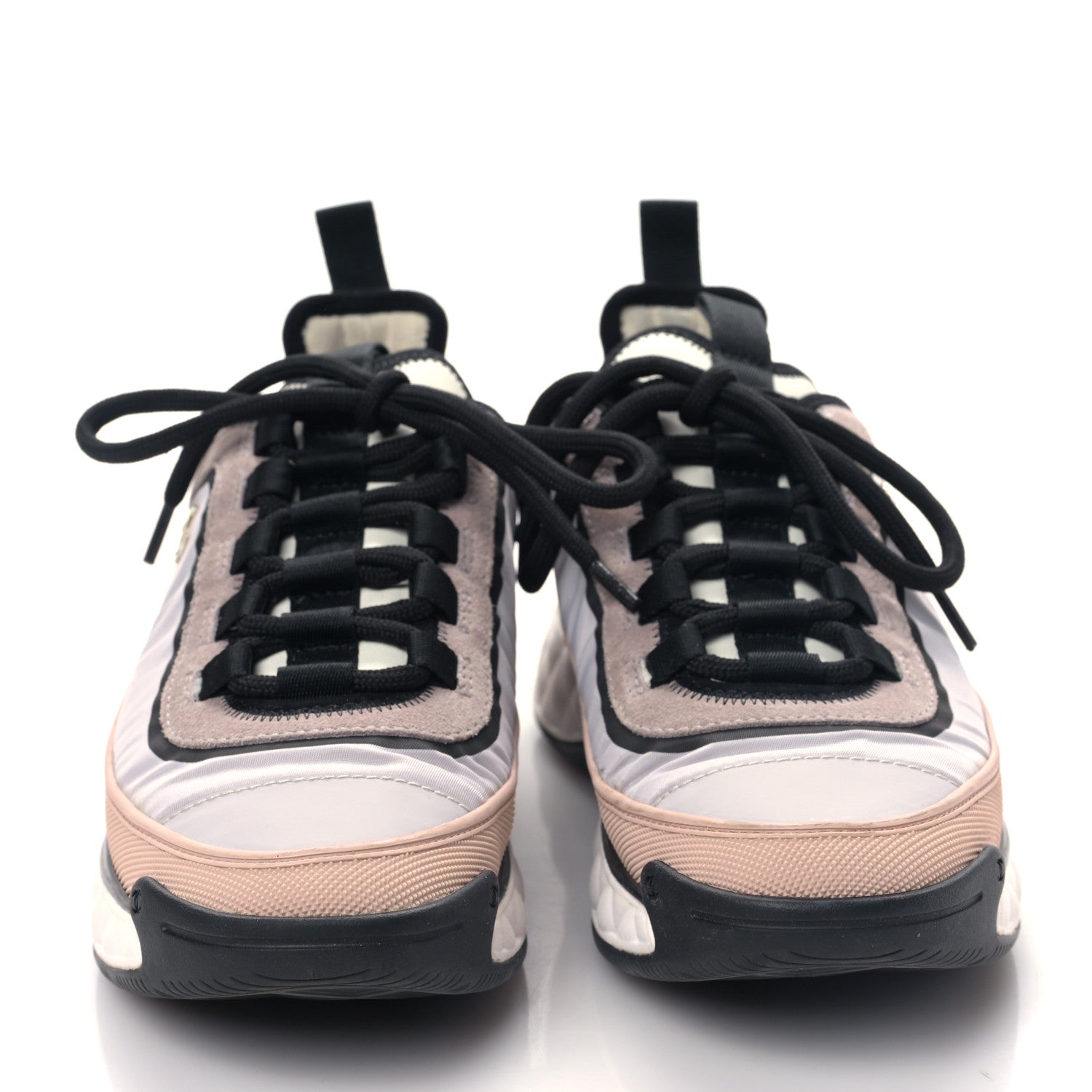Chanel Suede Calfskin Mixed Fibers CC Sneakers 37 Pink Grey 2 of 9