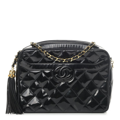 Chanel Patent Quilted Tassel Camera Case Black 1 of 6