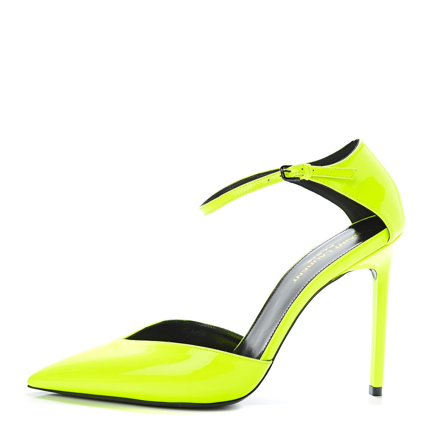 Patent Anja 105 Ankle Strap Pointed Pumps 39 Fluo Yellow