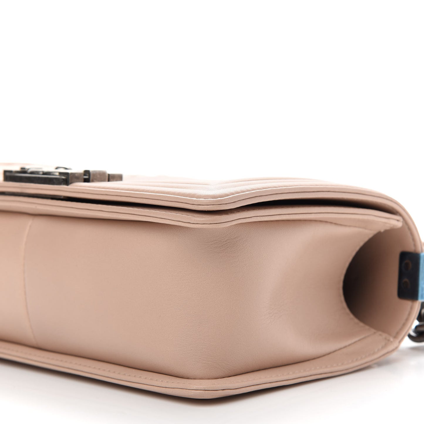 Lambskin Chevron Quilted Medium Boy Flap Beige