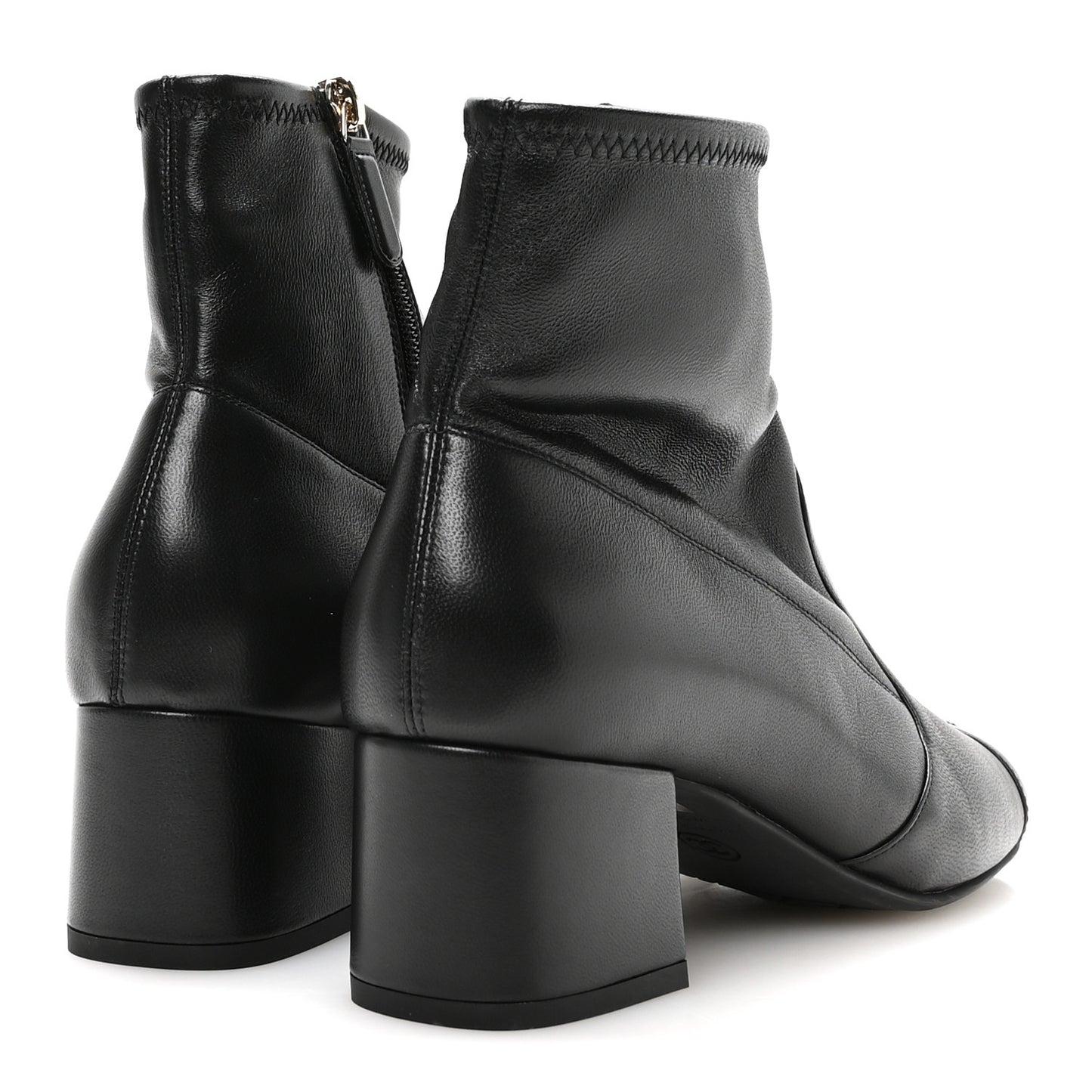 Stretch Lambskin Cap Toe CC Uniform Short Boots 38.5 Black
