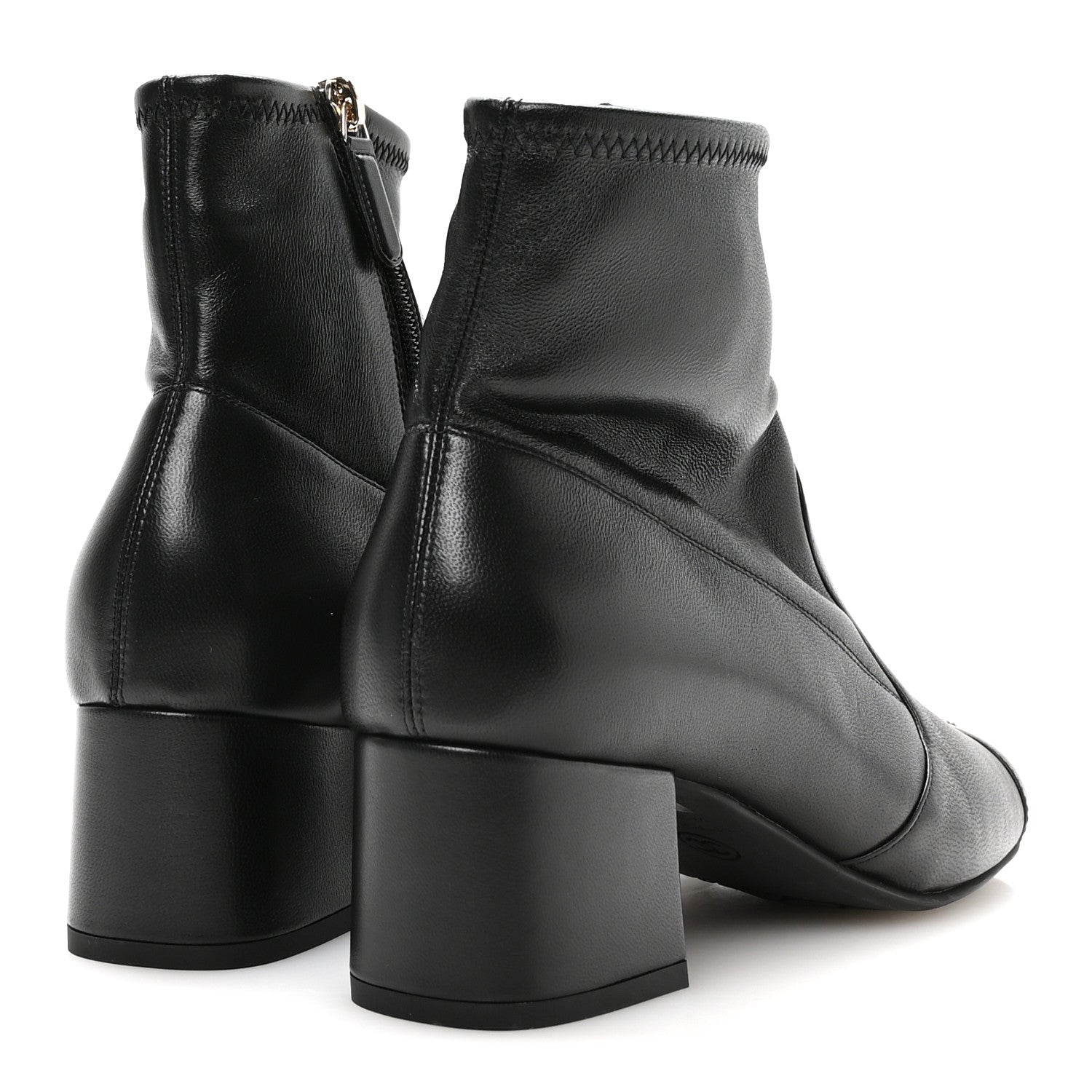 Chanel Stretch Lambskin Cap Toe CC Uniform Short Boots 38.5 Black 5 of 8