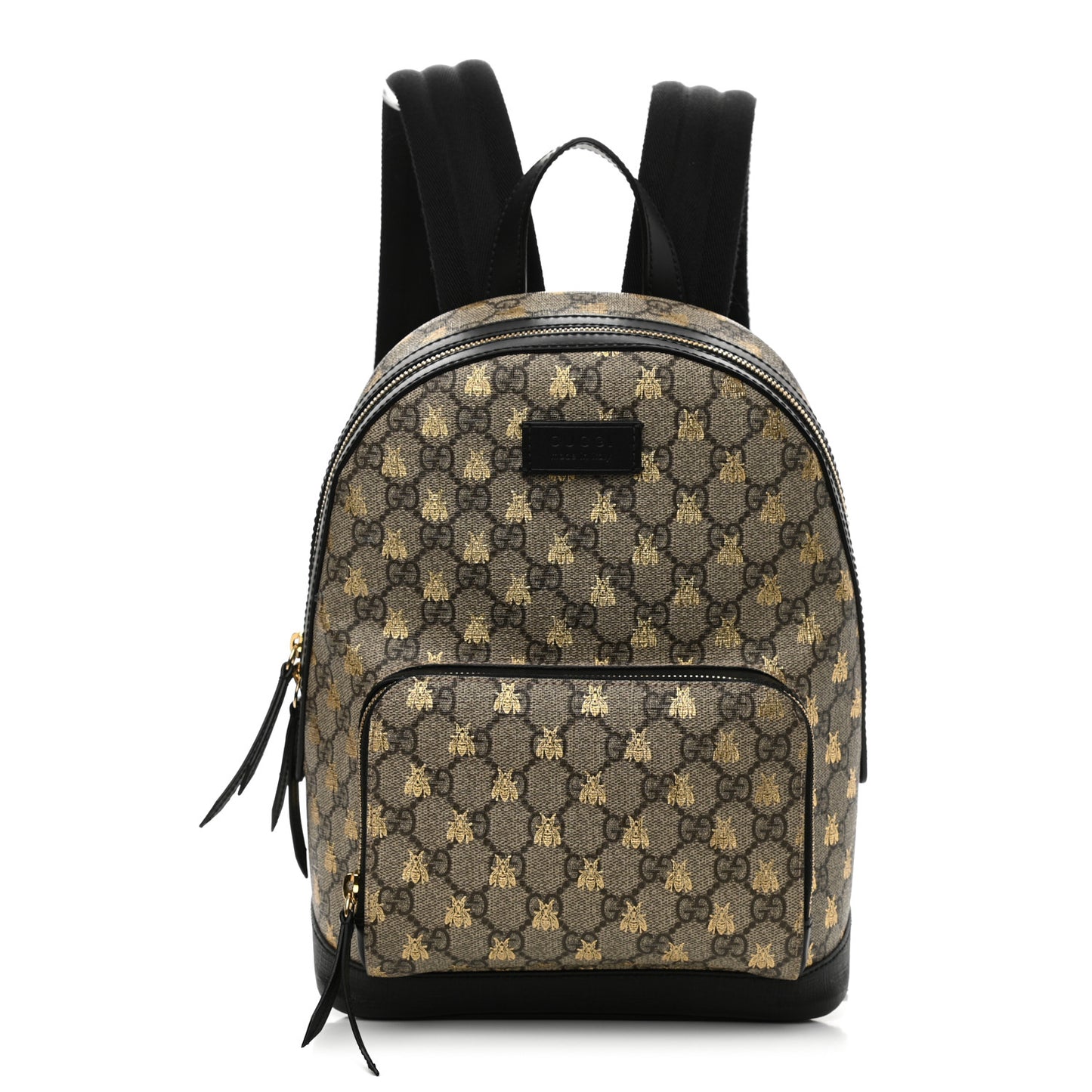 GG Supreme Monogram Bees Print Small Day Backpack Beige Oro Black