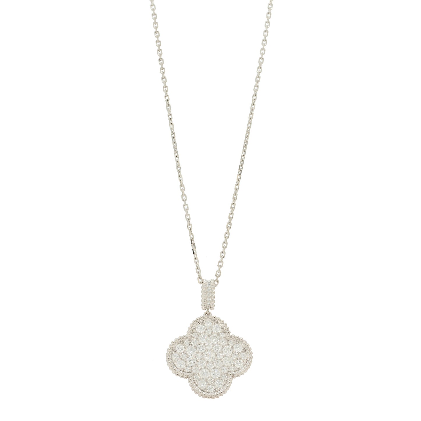 18K White Gold Diamond Magic Alhambra Long Necklace