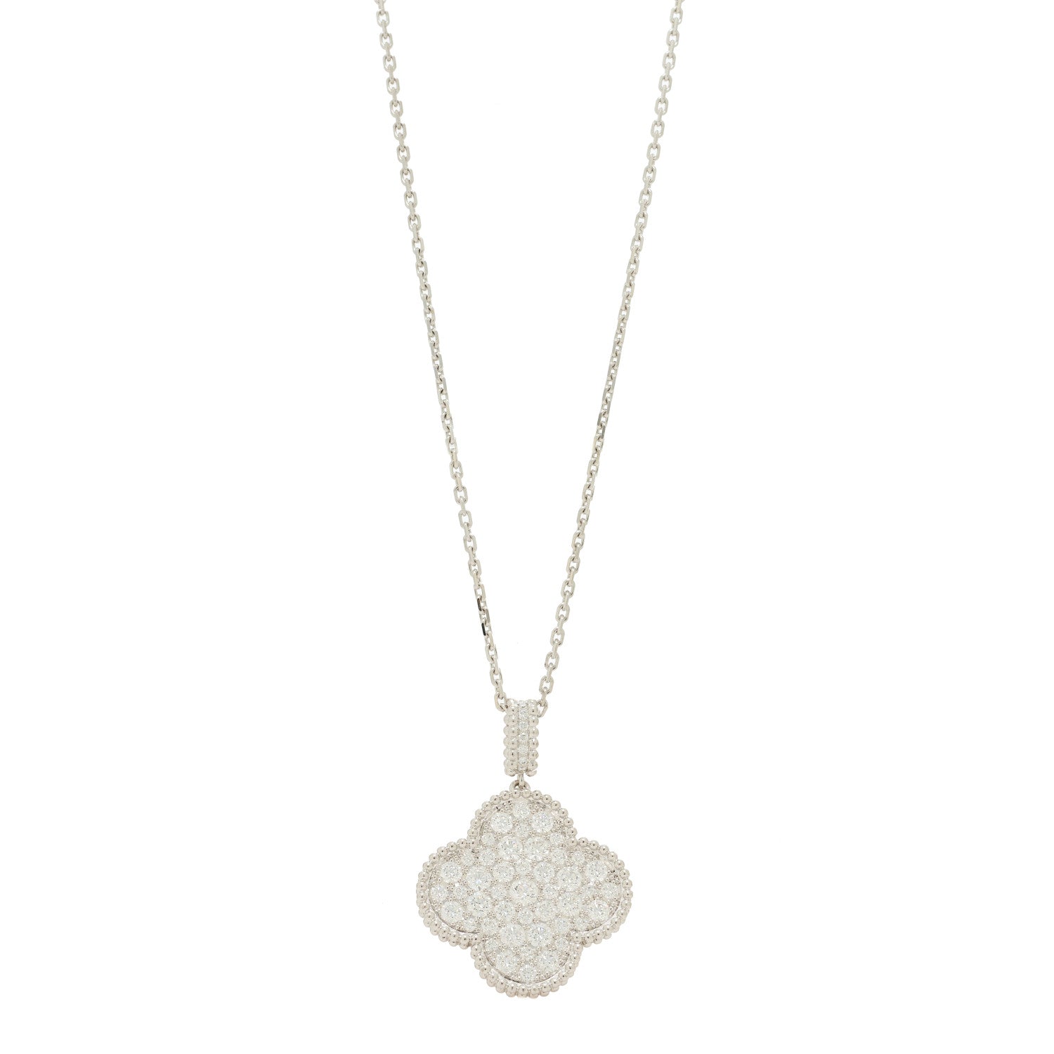 Van Cleef & Arpels 18K White Gold Diamond Magic Alhambra Long Necklace 1 of 5