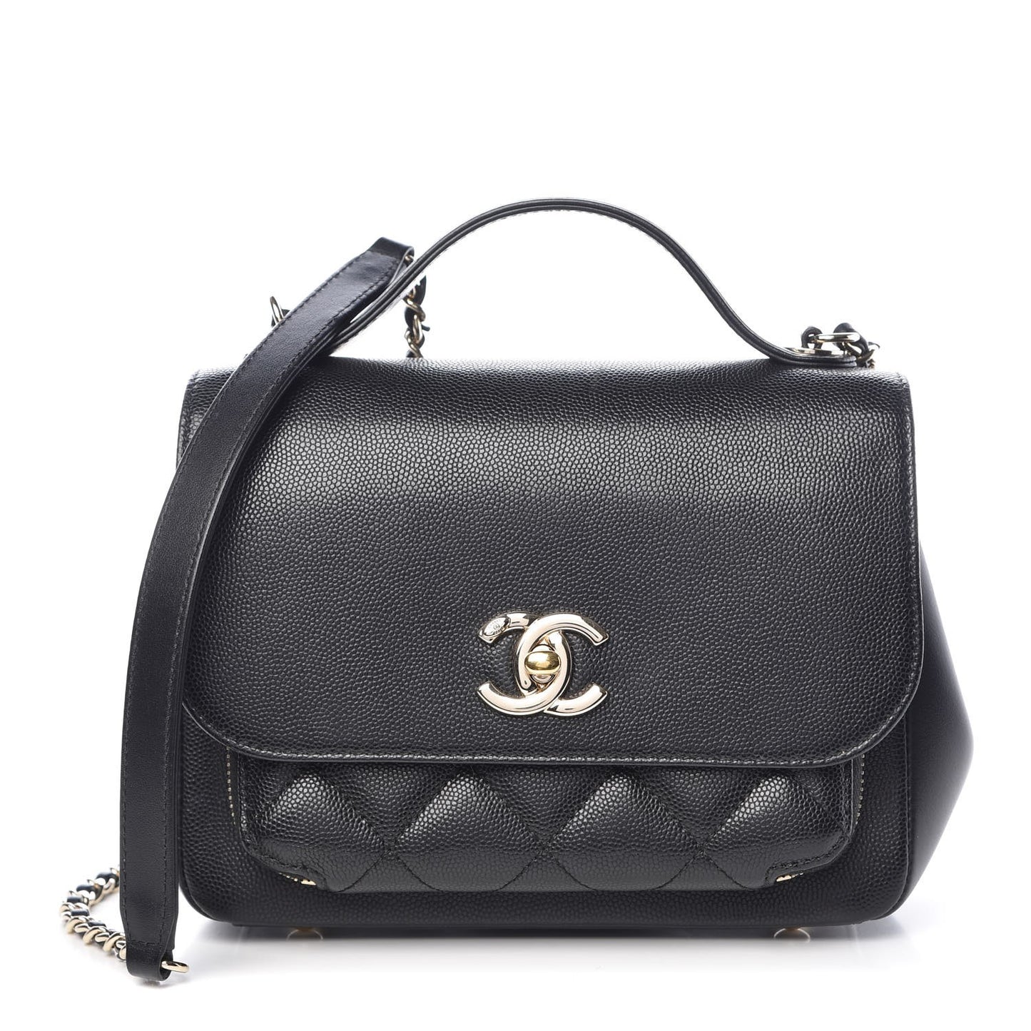 Caviar Quilted Small Business Affinity Flap Black