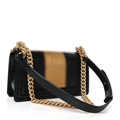 Chanel Metallic Glazed Calfskin Medium Boy Flap Black Gold 3 of 9