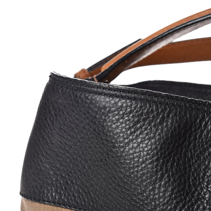 Burberry Grainy Calfskin Canvas Mega Check Medium Ashby Tassel Hobo Black 12 of 12
