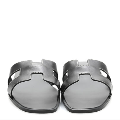 Hermes Box Calfskin Oran Sandals 41 Black 3 of 10