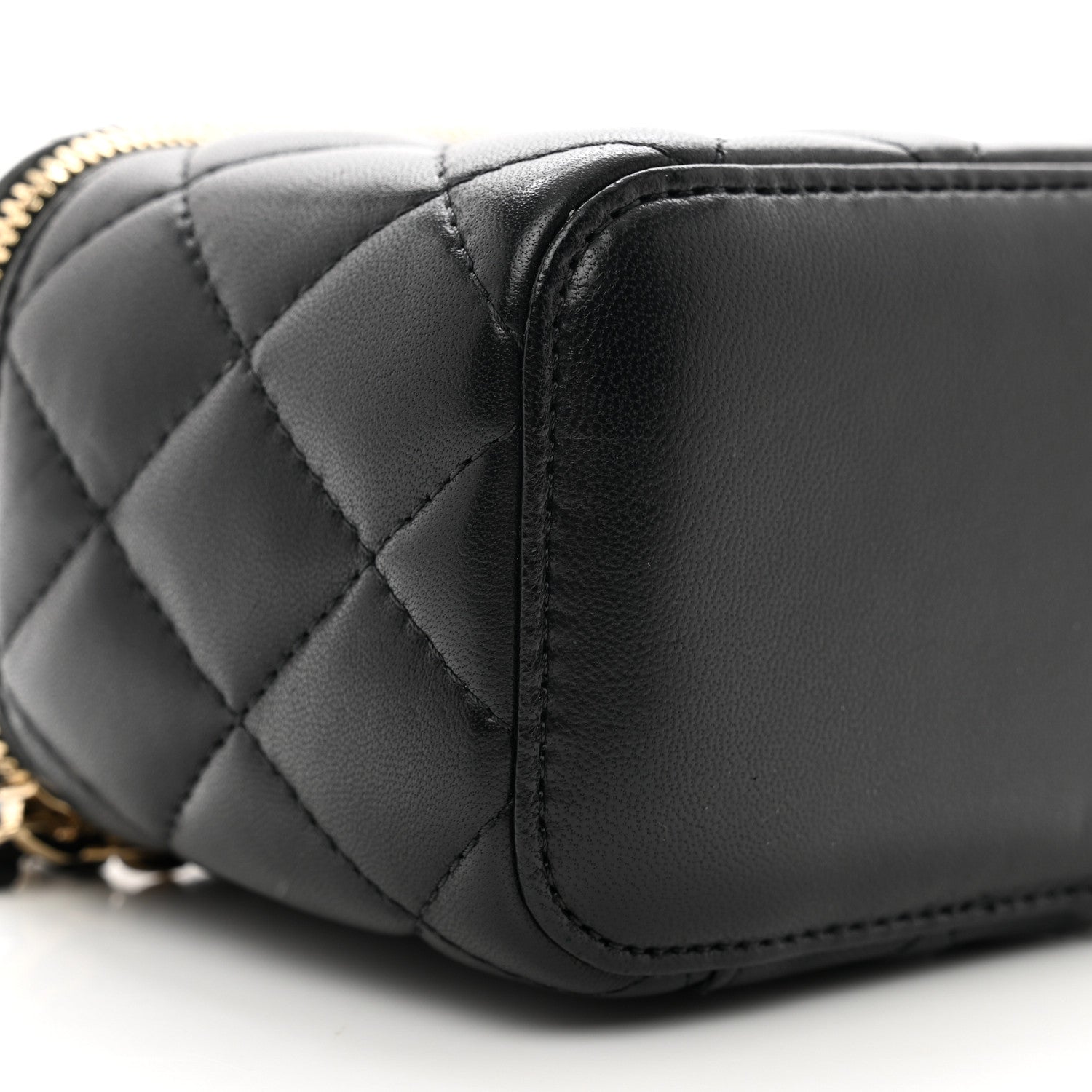 Chanel Lambskin Quilted Mini Pearl Crush Vanity Case With Chain Black 9 of 10