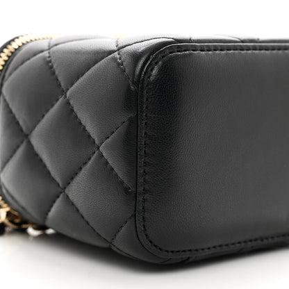 Chanel Lambskin Quilted Mini Pearl Crush Vanity Case With Chain Black 9 of 10