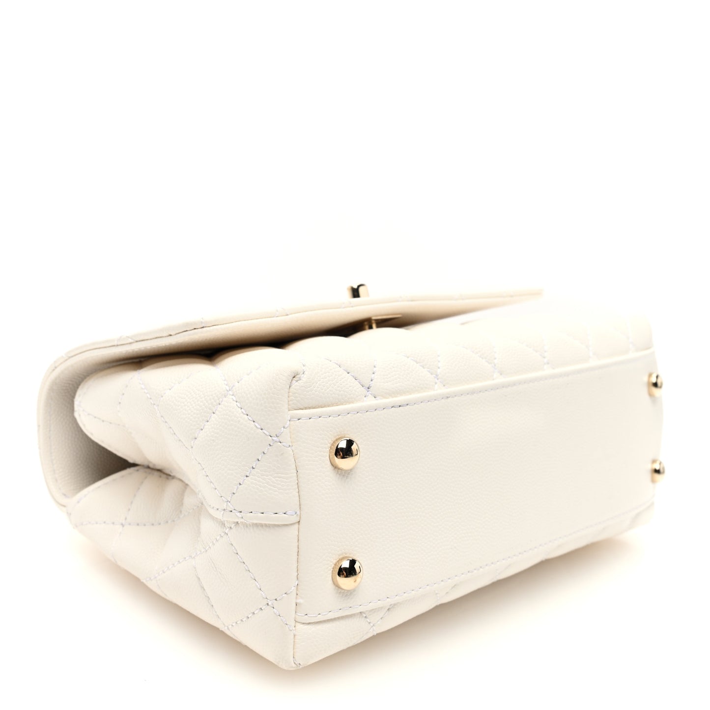 Caviar Quilted Mini Coco Handle Flap White