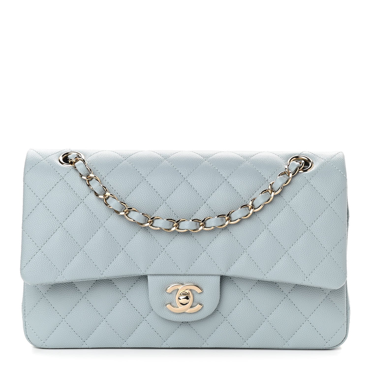 Chanel Caviar Quilted Medium Double Flap Light Blue 1 of 11