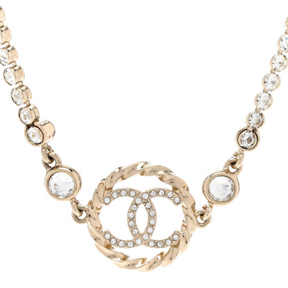 Chanel Metal Crystal CC Choker Necklace Gold 4 of 6