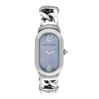 David Yurman Stainless Steel Sterling Silver Diamond Blue Mother of Pearl 20mm Madison Cable Quartz Watch 1 of 4
