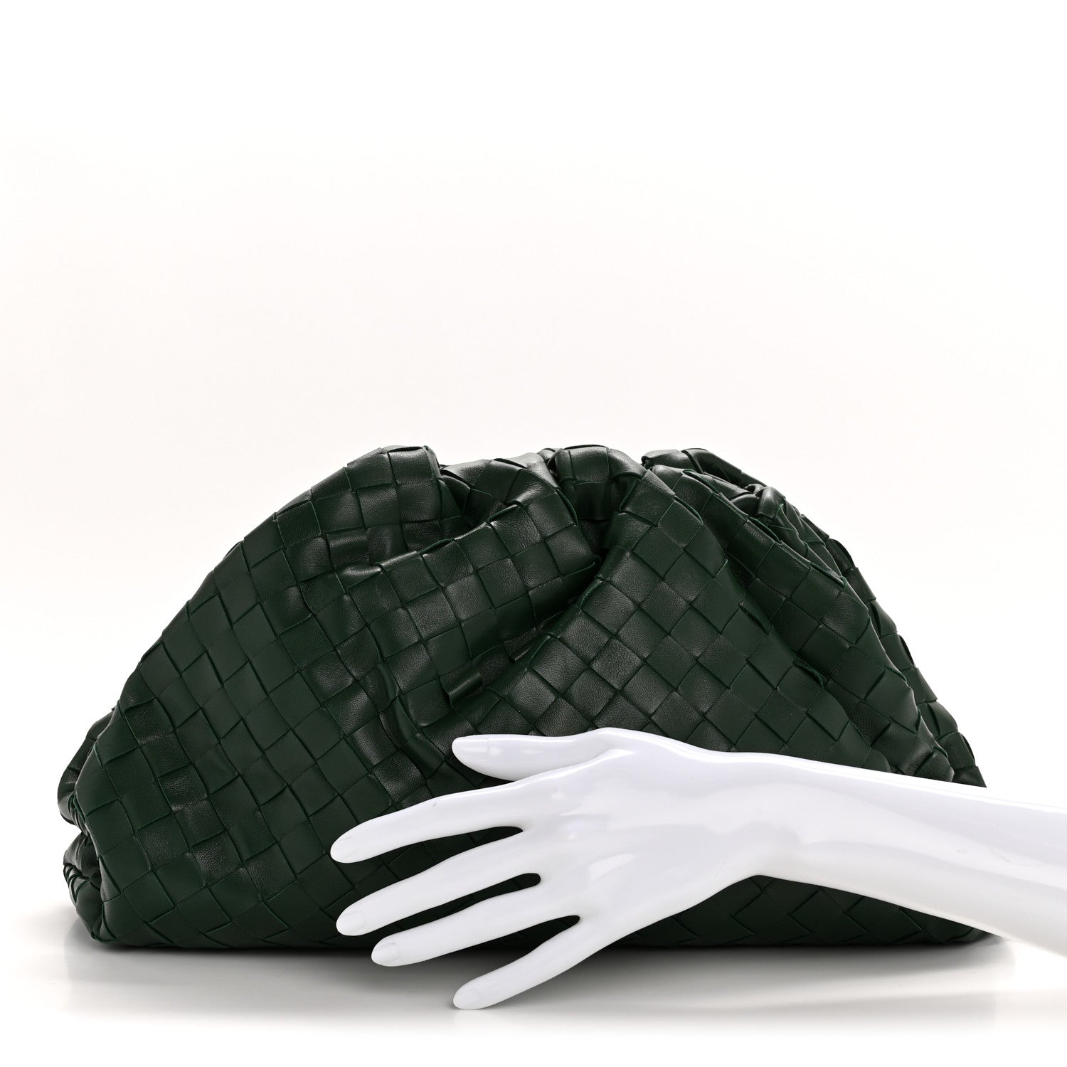 Bottega Veneta Nappa Maxi Intrecciato The Pouch Oversized Clutch Racing Green 2 of 12