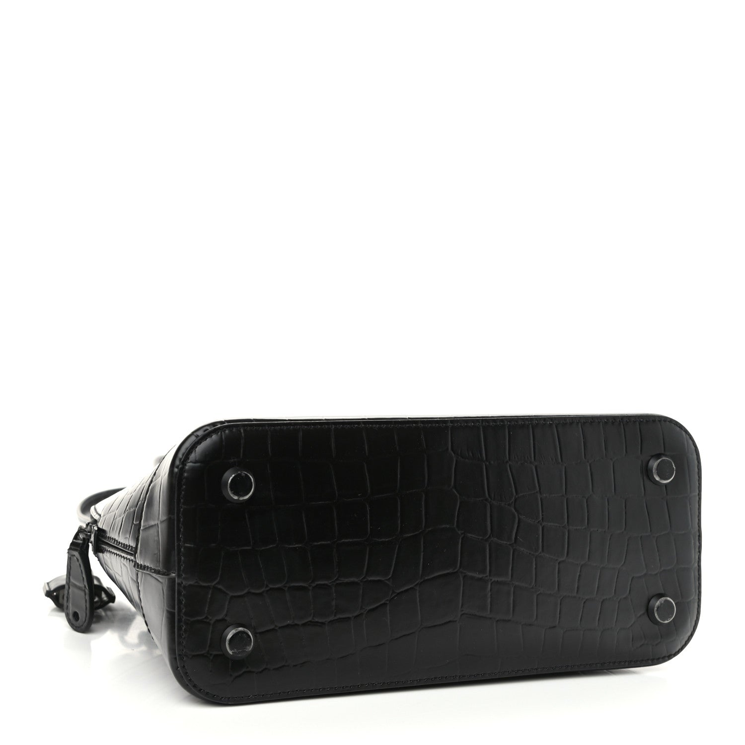 Balenciaga Calfskin Crocodile Embossed S Rivet Ville Top Handle Bag Black 4 of 12