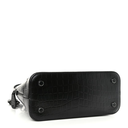 Balenciaga Calfskin Crocodile Embossed S Rivet Ville Top Handle Bag Black 4 of 12