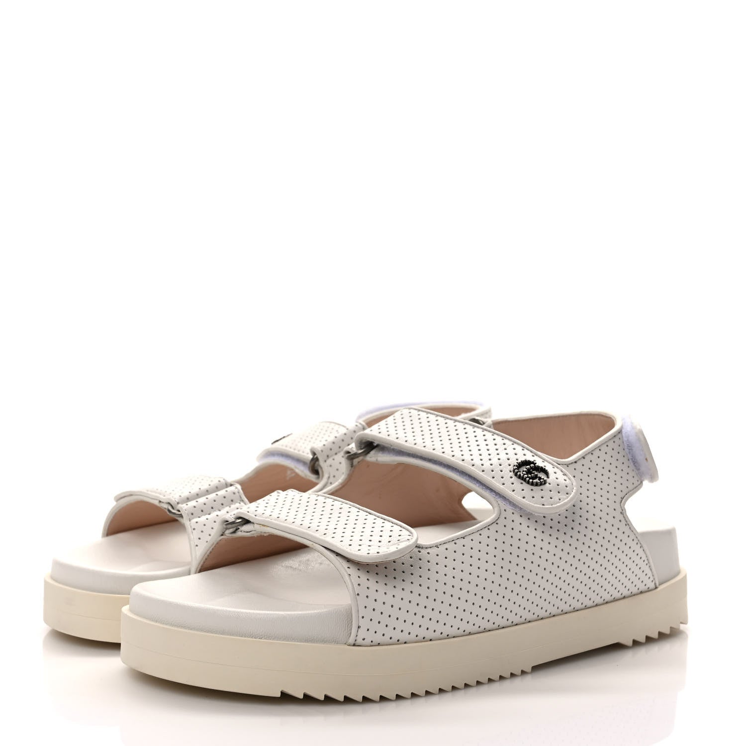 Gucci Malaga Kid Mini Double G Perforated Womens Dad Sandals 39 Great White 3 of 9