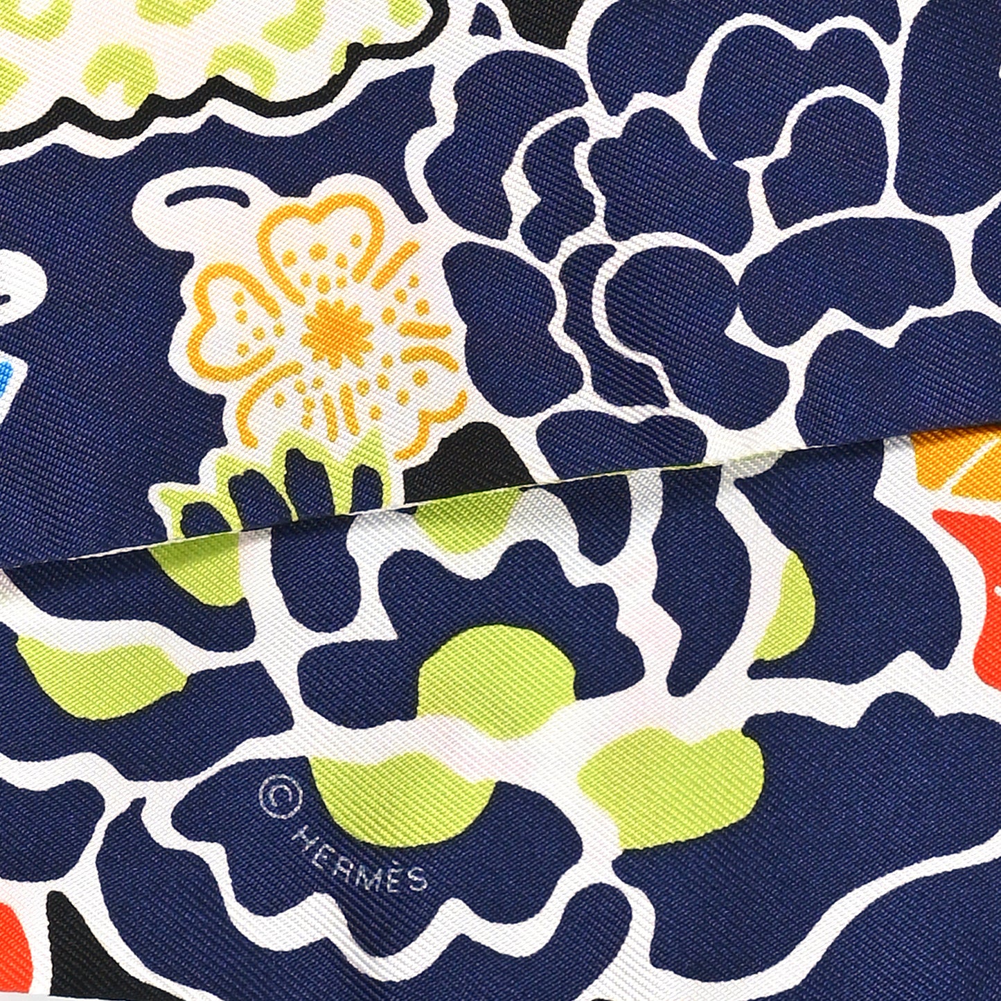 Silk Bingata Twilly Black Red Multicolor