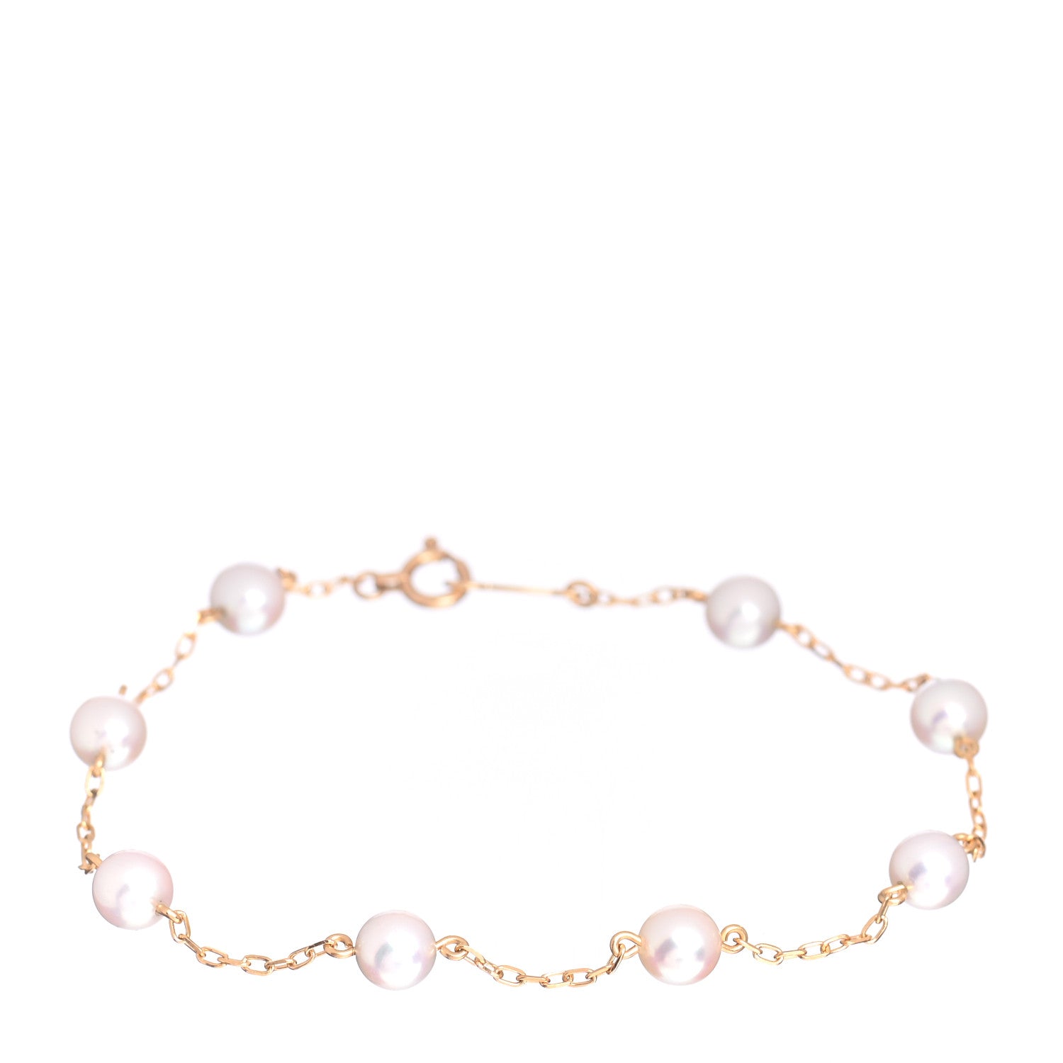 Mikimoto 18K Yellow Gold Akoya Pearl 5mm Station Bracelet 1 of 4