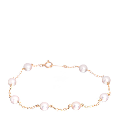 Mikimoto 18K Yellow Gold Akoya Pearl 5mm Station Bracelet 1 of 4