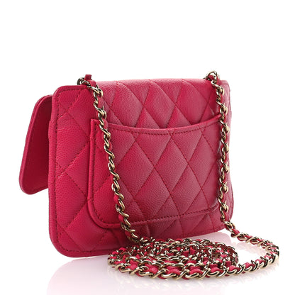 Chanel Caviar Fabric Quilted Foldable Tote With Chain Pink Multicolor 4 of 17