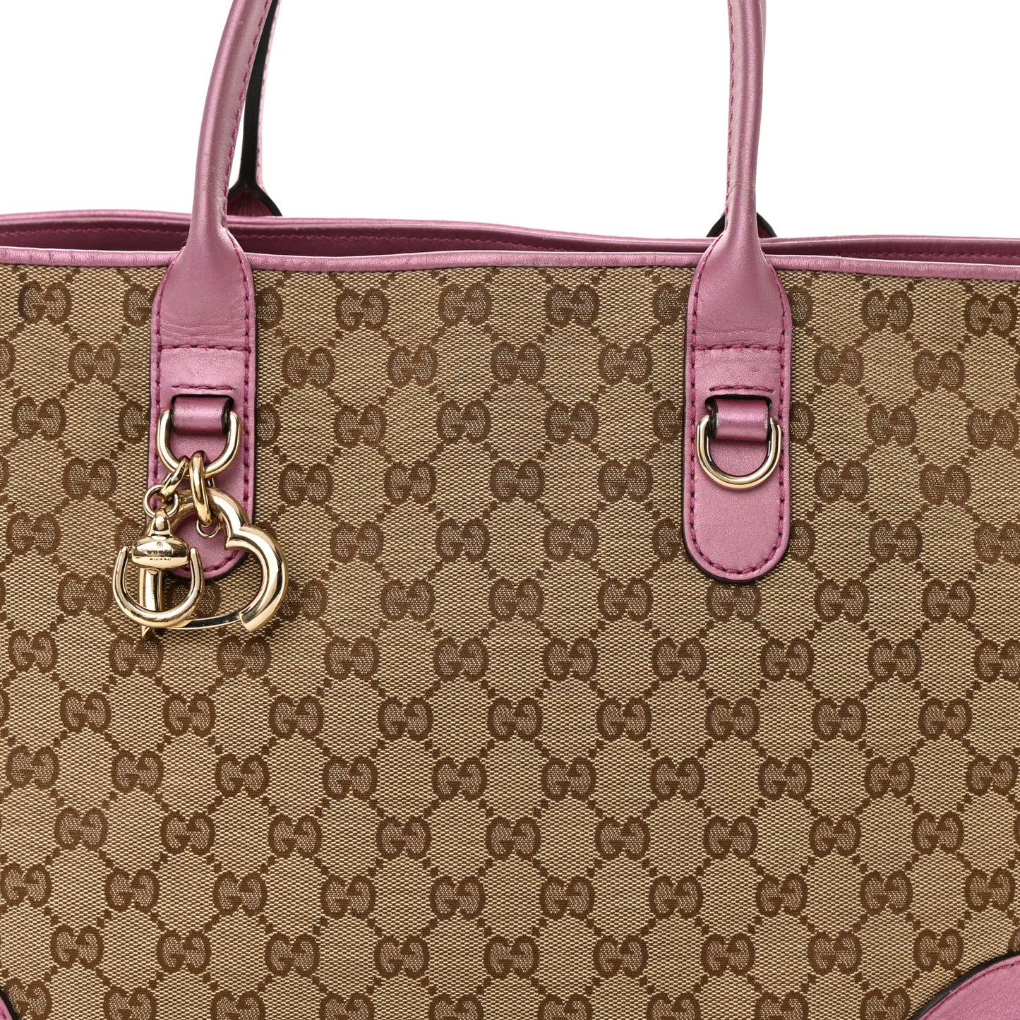 Monogram Large Heart Bit Charm Top Handle Tote Pink