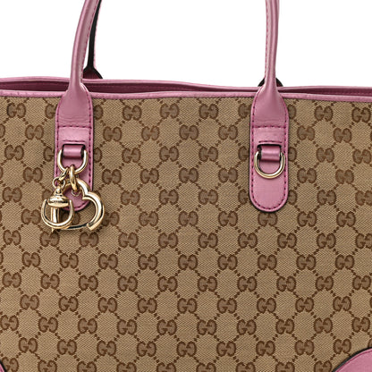 Gucci Monogram Large Heart Bit Charm Top Handle Tote Pink 8 of 23