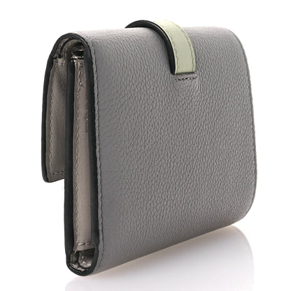 Loewe Grained Calfskin Small Vertical Wallet Pearl Grey Light Pale Green 3 of 9