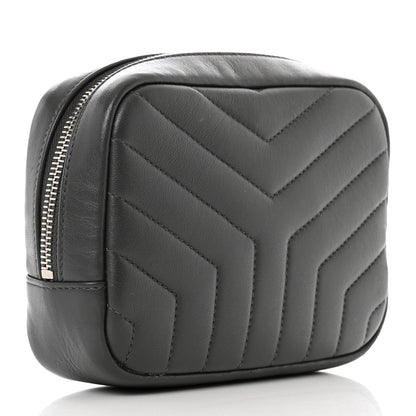 Saint Laurent Lambskin Y Quilted Monogram Loulou Cosmetic Case Asphalt Grey 3 of 7