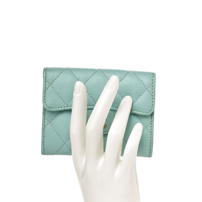 Chanel Caviar Quilted Flap Card Holder Wallet Light Blue 2 of 8