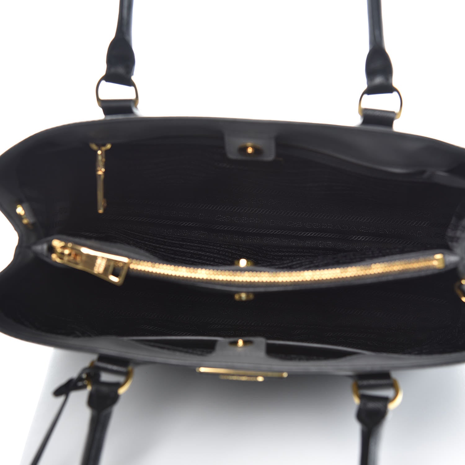 Prada Saffiano Lux Bi-Color Medium Tote Mercurio Black 5 of 9