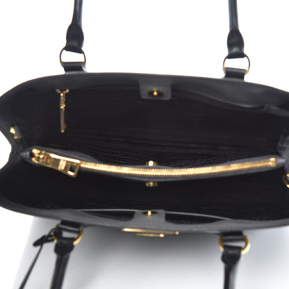 Prada Saffiano Lux Bi-Color Medium Tote Mercurio Black 5 of 9