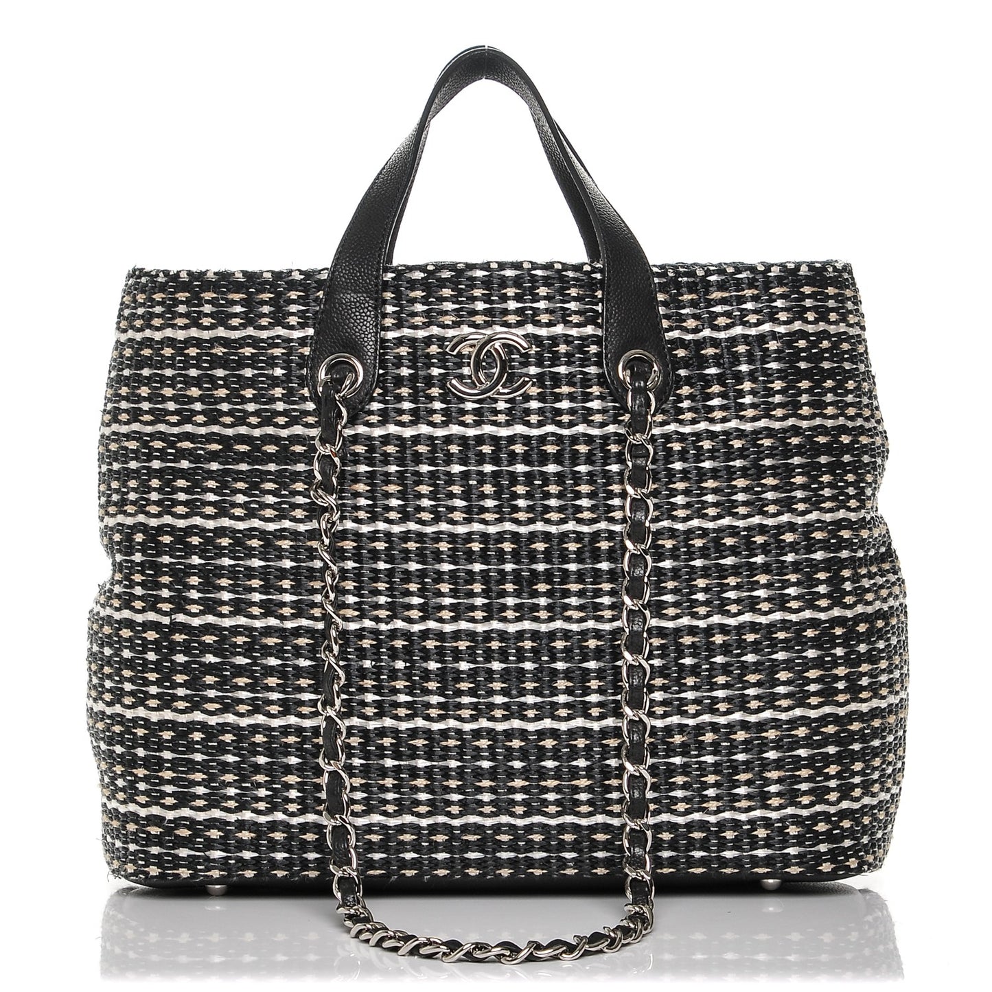 Woven Straw Tote Black