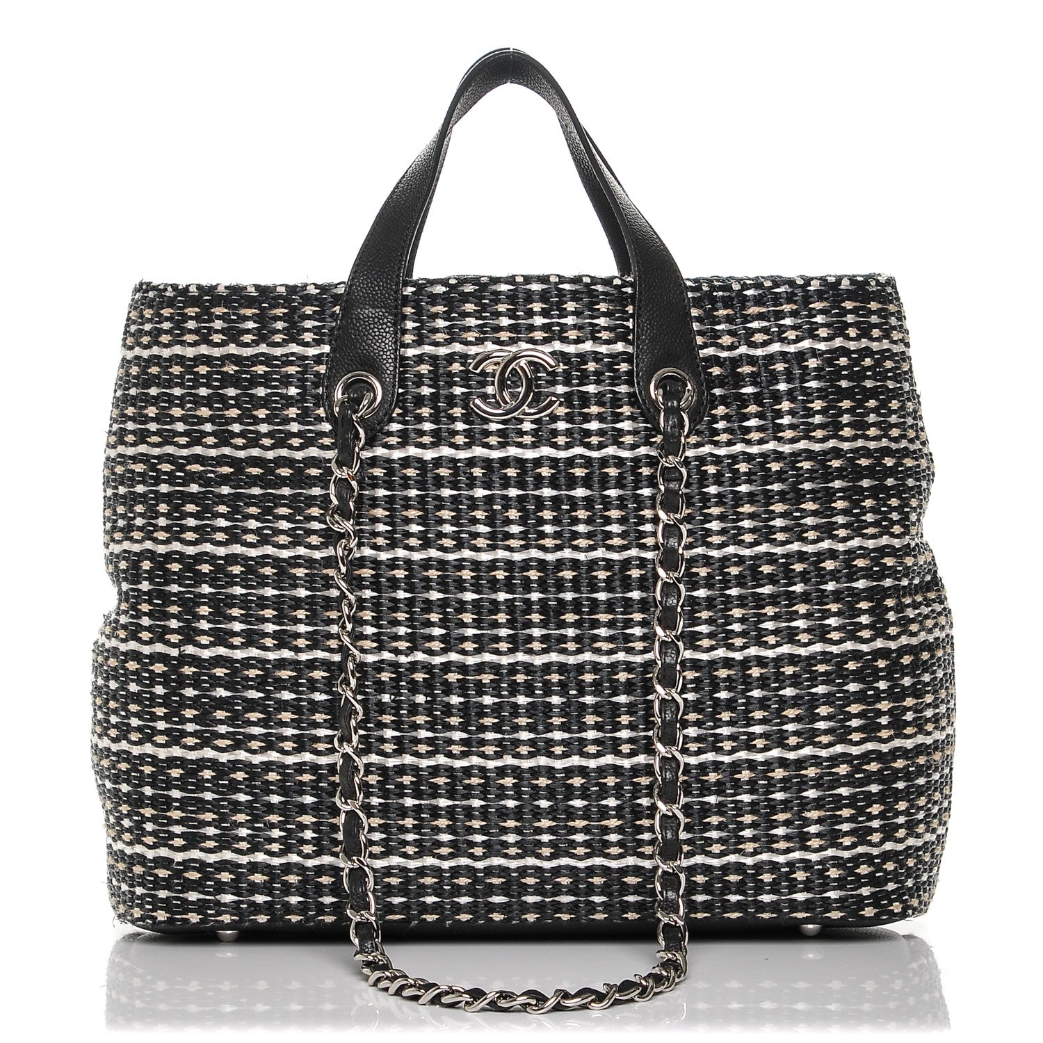Chanel Woven Straw Tote Black 1 of 7