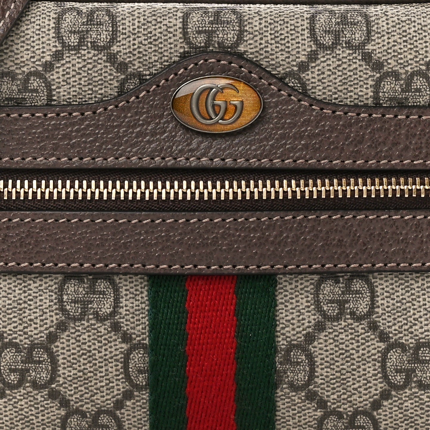 GG Supreme Monogram Web Mini Ophidia Shoulder Bag Brown