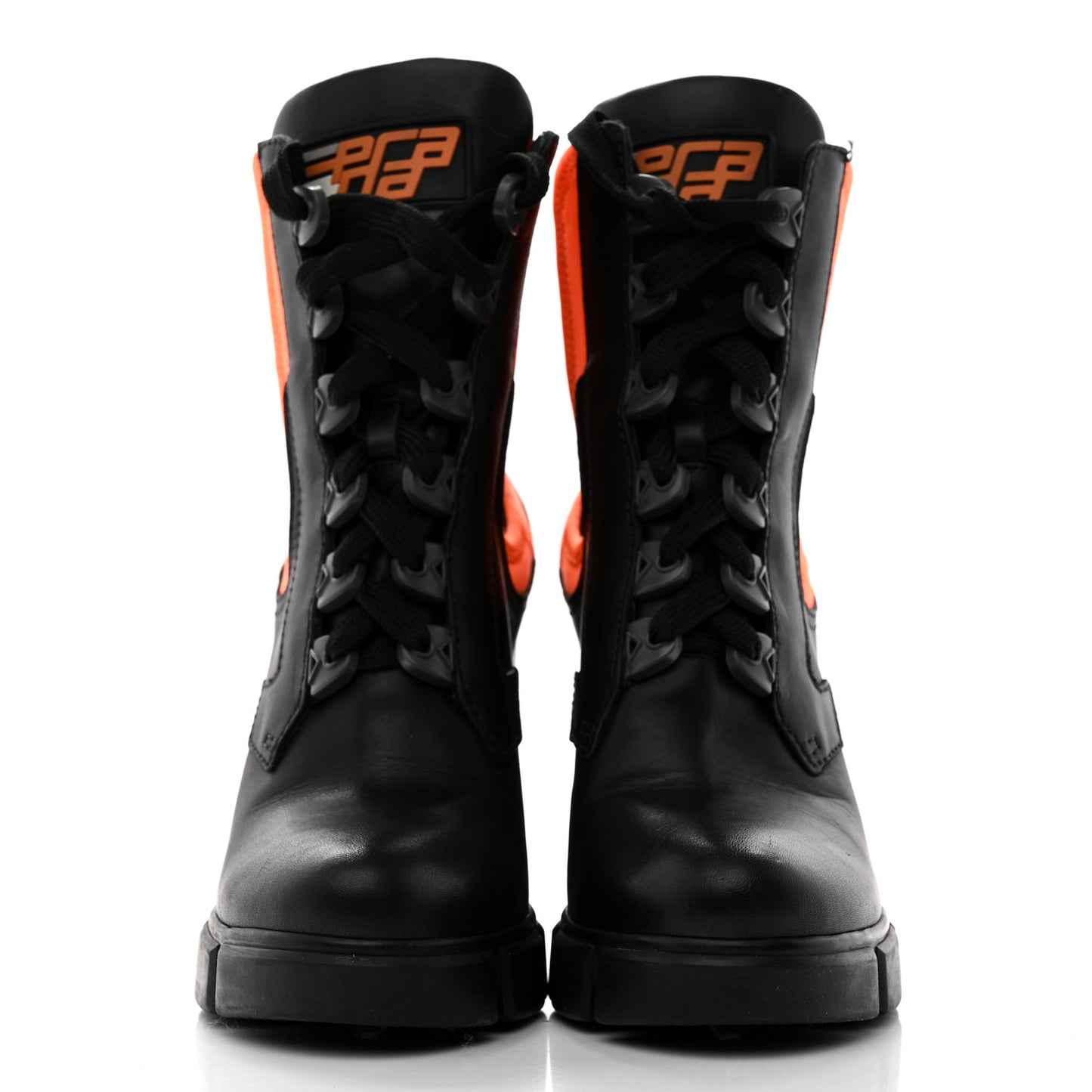 Vitello Montana Neoprene Lace Up Chelsea 110mm Ankle Boots 36 Black Arancio