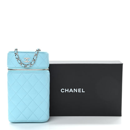 Chanel Lambskin Quilted Phone Holder With Chain Neon Blue 11 of 11